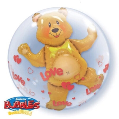Double Bubble 24" Love Hearts & Bear - Qualatex