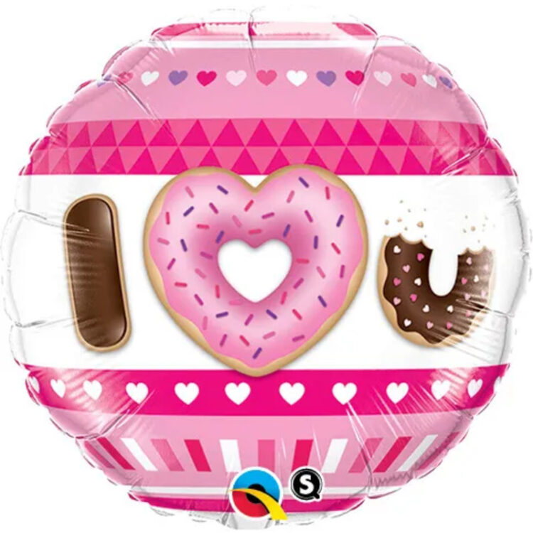 Ballon Aluminium "I Love U" Donut 18" - Qualatex