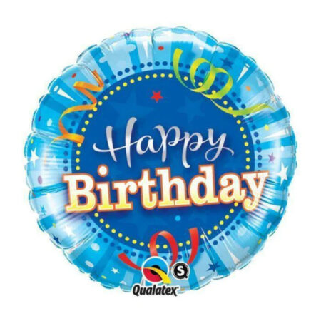 Ballon Aluminium "Happy Birthday" Bleu 18" - Qualatex