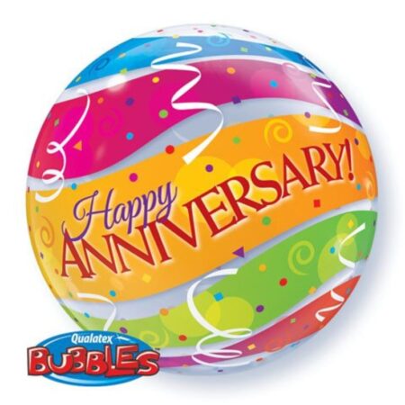 Bubble 22" "Happy Birthday" Bandes Multicolores - Qualatex