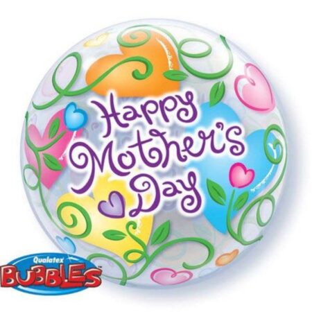Bubble 22" Cœurs & Plantes "Happy Mother's Day" - Qualatex
