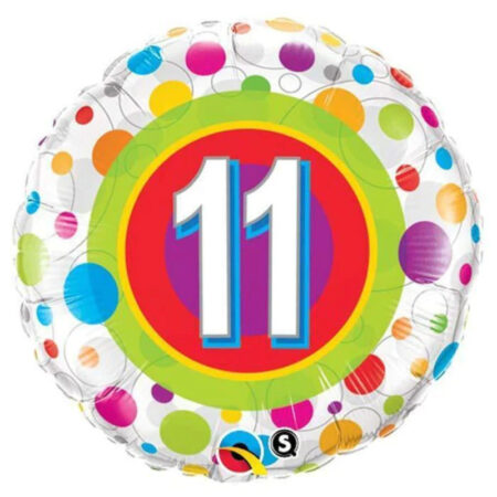 Ballon Aluminium Rond Chiffre 11 Multicolore 18" - Qualatex