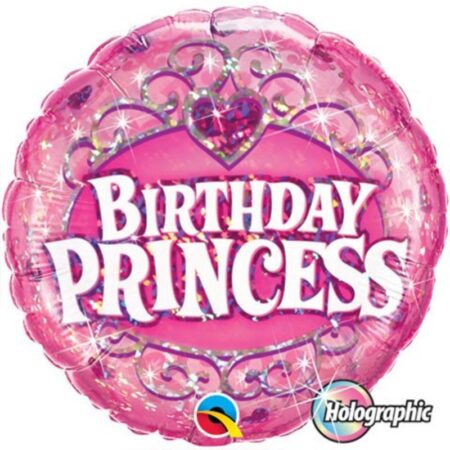 Ballon Aluminium Rond "Birthday Princess" Rose 9" - Qualatex