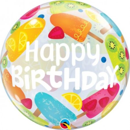Bubble 22" "Happy Birthday" Glaces & Fruits - Qualatex