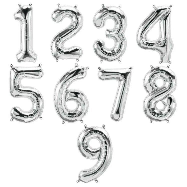 Kit Alu Série Chiffre 1 A 9 Argent 34" - Northstar Balloons