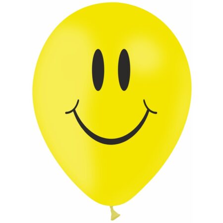 50 ballons Latex Smiley Impression 1 Face 5" - Ballonrama