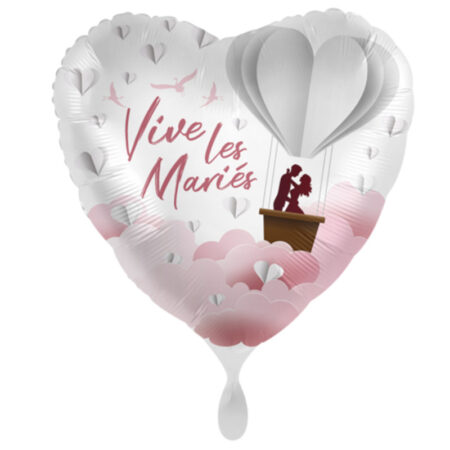 Ballon Aluminium Coeur "Vive Les Mariés" Rose
