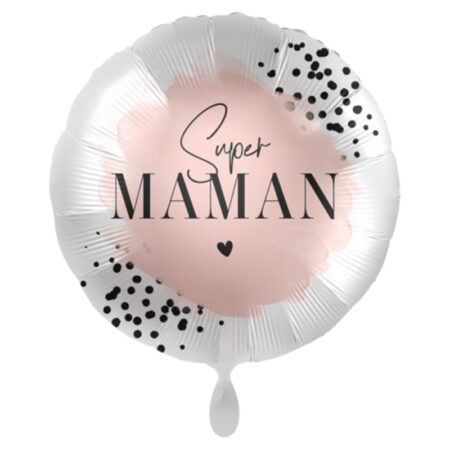 Ballon Aluminium Rond "Super Maman" Rose