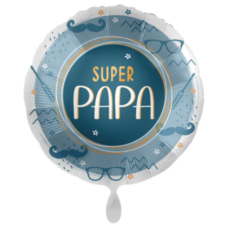 Ballon Aluminium Rond "Super Papa" Bleu