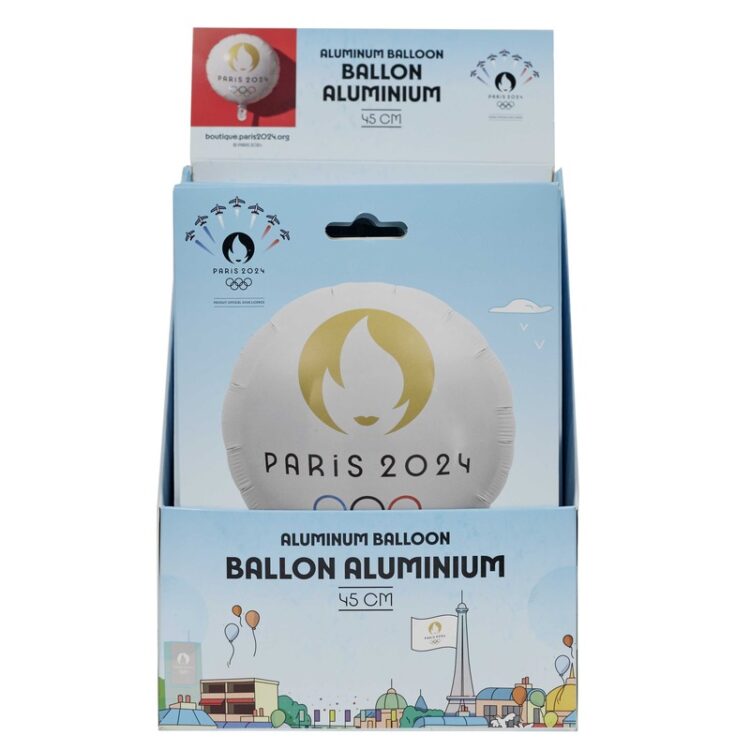 Ballon Aluminium Rond Blanc 18" (45CM) Paris 2024