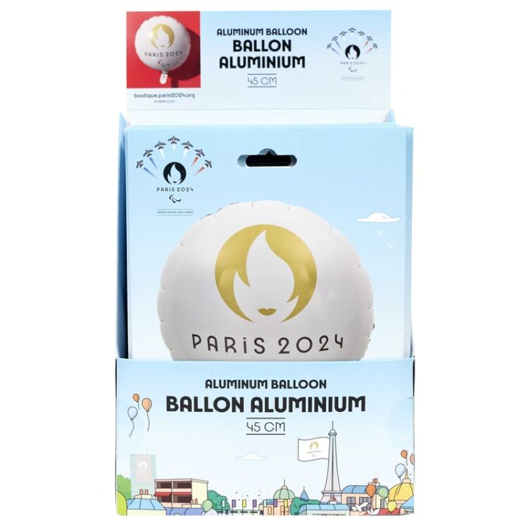 Ballon Aluminium Rond Blanc 18" (45cm) Paris 2024 Para