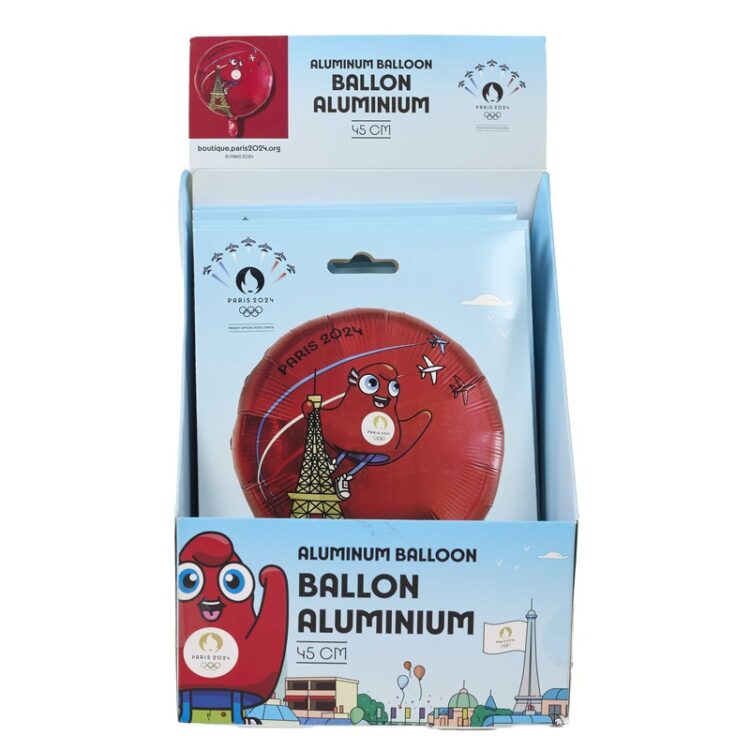 Ballon Aluminium Rond Rouge Mascotte 18" (45cm) Paris 2024